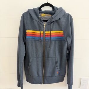 Aviator Nation Gray Hoodie with Rainbow Accent